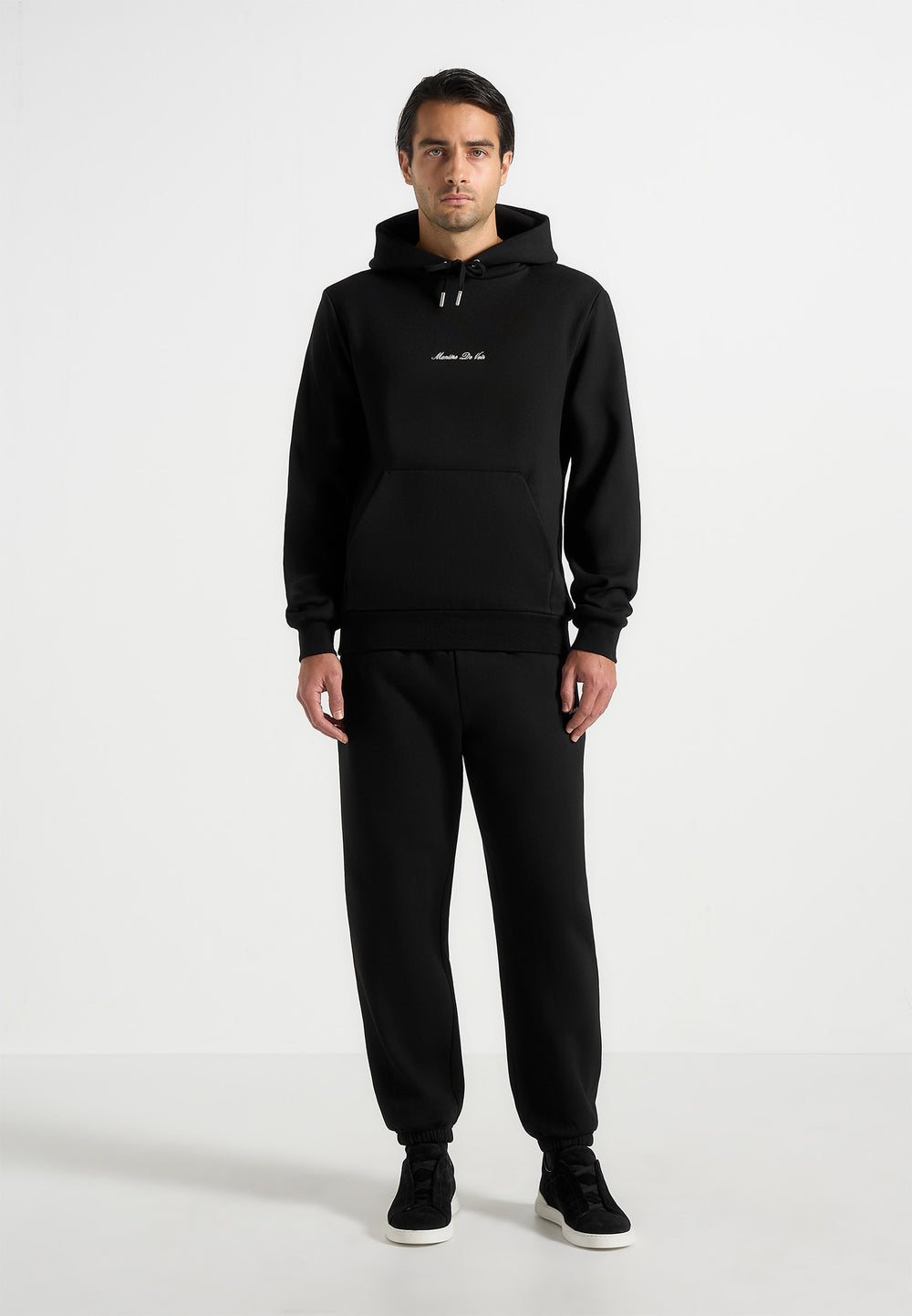 Signature regular fit hoodie in black