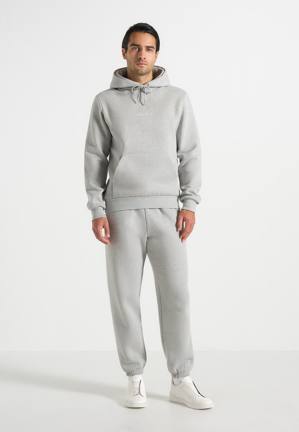 Signature regular fit hoodie in marl grey