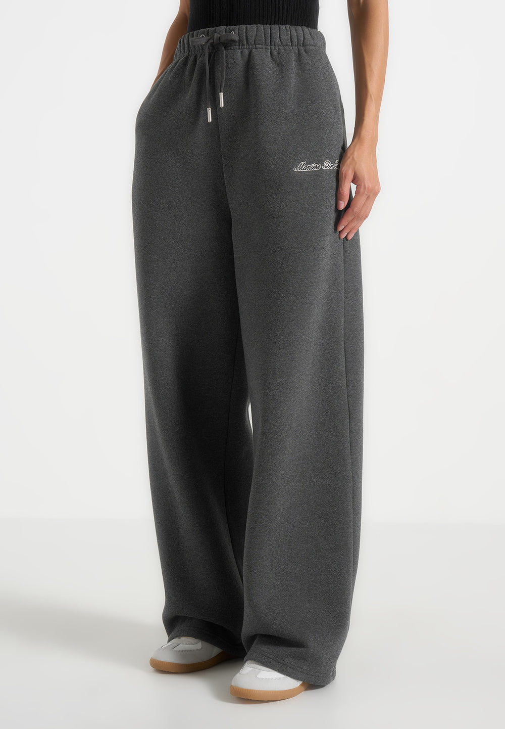 Unisex signature wide leg joggers in charcoal grey